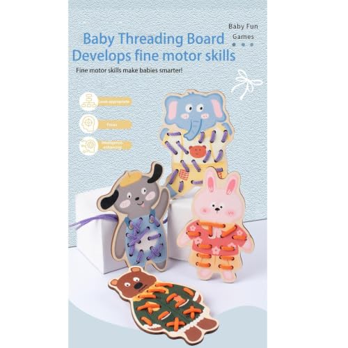 Tarjetas de enhebrado infantiles y tablero de actividades sensoriales para motricidad fina 5