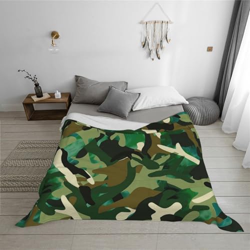 Couverture en flanelle camouflage 200x150 cm jeté de canapé chaud