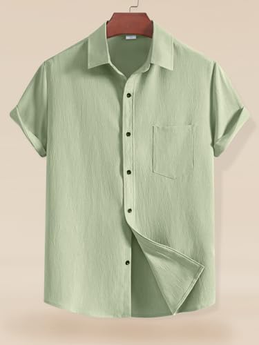 Image of Tee Projekt Solid Shirt for Men's ||Pop corn Shirt|| Solid Shirt for Men's|| Casual Shirt for Men||Half Sleeve Spread Collar Shirt for Men