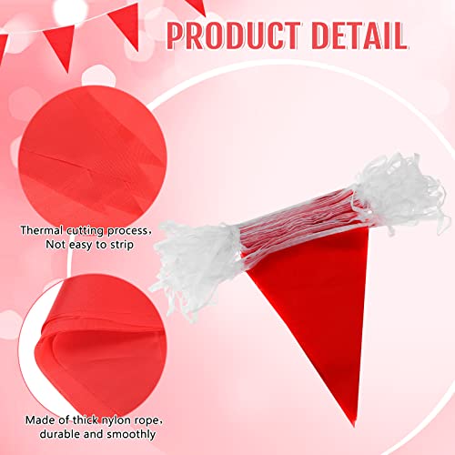 Image of Tatuo 200 Feet Solid Pennant Banners Flags String Triangle Hanging DIY Bunting Flags Party Decorations for Grand Opening Party Banners for Kids Birthday, Shops (Red)
