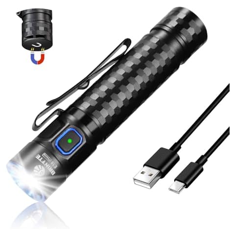 Brinyte E18 Rechargeable LED Flashlight Work Light with Magnetic Base for Hands-Free Lighting, 1200 Lumens Compact Bright EDC Pocket Light, IP68 Waterproof for Home, Outdoors, and Emergency Cover