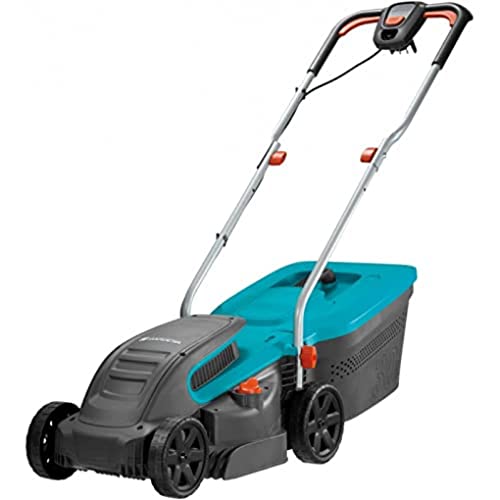 Tondeuse électrique PowerMax 1200/32 de Gardena : tondeuse à gazon jusqu'à 300 m², largeur de coupe 32 cm, capacité 30 l, hauteur de coupe 20-60 mm, guidon rabattable, poignée ergonomique (5032-20)