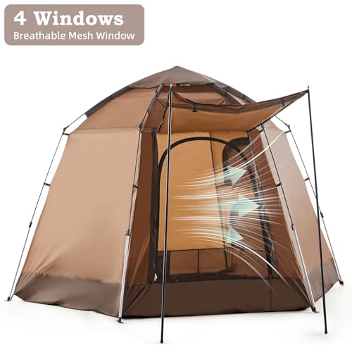 Tienda de Camping Plegable OFCASA 4 Personas Marrón miniatura 6