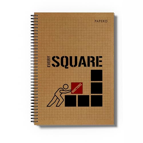 Image of PaperO Professional A4 Square Grid Notebook | 5MM Square Graph Design | A4 Size (8.5 x 11 inches) | Ideal for Architects & Designers | Kraft Cover | 100 Pages | Red (Every Square Matters)