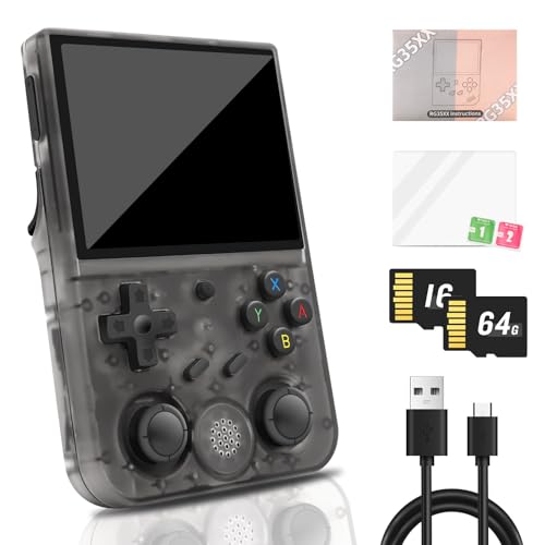 Powkddy RGB20SX - Consola de videojuegos portátil retro de 4 pulgadas IPS con sistema Linux, tarjeta TF de 64 GB, salida HDMI, admite múltiples emuladores y más de 20000 juegos clásicos