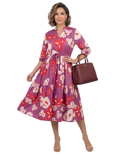 Image of GRECIILOOKS Printed Dress for Women | Midi One Piece Outfit | Casual Western and Trendy Fashion Outfit | Stylish Summer Outfit | Western Ankle Lengt One Piece Dresses