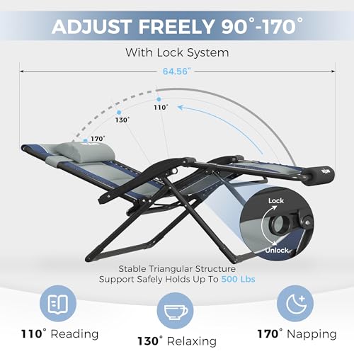 Image of UDPATIO Oversized Zero Gravity Chair Outdoor Padding Folding Recliner