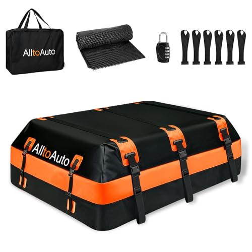 Car Rooftop top Cargo Carrier 21 Cubic feet 100% Waterproof Heavy Duty PVC for All Cars with/Without Rack, Includes Anti-Slip Mat, 10 Buckle with Straps, 6 Door Hooks, Luggage Lock