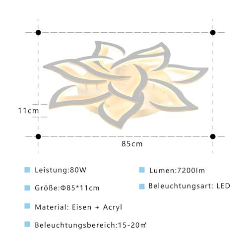 Plafoniera-Led-soffitto-stile-Moderno-Dimmerabile-Lampadario-Camera-da-letto-con-Telecomando-80-W-85-11cm