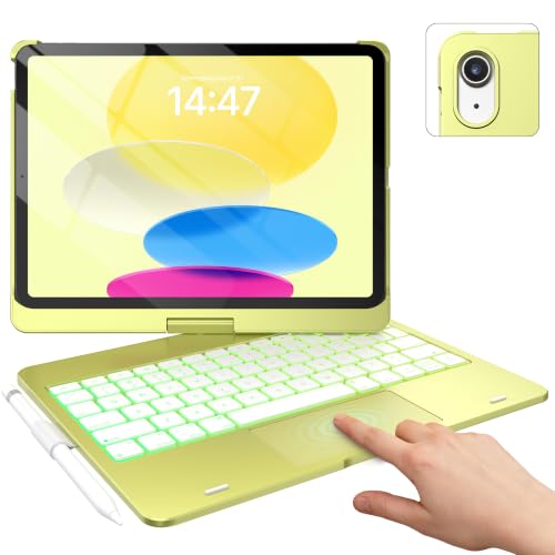 Image of typecase Touch iPad 11th 10th Generation Case with Keyboard (11 inch 2025, A16 & 10.9 inch 2022) - 360 Rotatable, 11-Color Backlit, Multi-Touch Trackpad, Pencil Holder, Thin & Light - Citrus