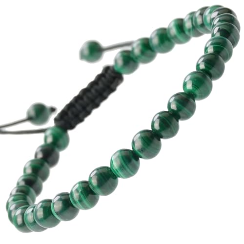 Image of MASSIVE BEADS Natural Healing Crystal Beads Unisex Adjustable Macrame Bracelets, 6mm, Stone, Jasper