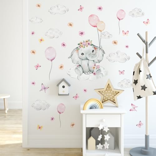 Vinilos Decorativos elefante rosa para pared infantil miniatura 4