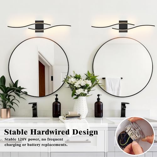 Image of KARTOOSH Hardwired Black Vanity Lights for Bathroom