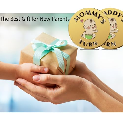 Image of New Dad Mom Gifts Funny Decision Making Coin, New Parent Mummy Daddy Pregnancy Women First Time to be Moms Dads St.Patrick's Day Easter Birthday Gifts Double Sided