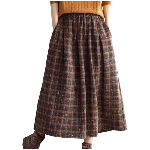 Women's Pleated A Line Midi Skirt Casual Elastic High Waist Cargo Long Skirts Summer Summer Boho Beach Maxi Skirts Orange