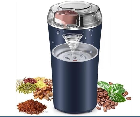 Image of Portable Electric Coffee Grinder Spice & Coffee Bean Grinder Stainless Steel 4 Blade Mixer Grinder for Masala & Herb Push Button Control Durable Grinding Machine for Dry Item (Medium)