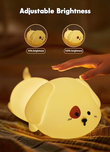 Minetom CDNL-0001 Night Light For Kids, Cute Silicone Puppy Night Light With 2 Levels Of Brightness, 7 Colors Kawaii Touch Lamp For Bedroom, Girls And Boys, Toddler, Nursery thumb #2