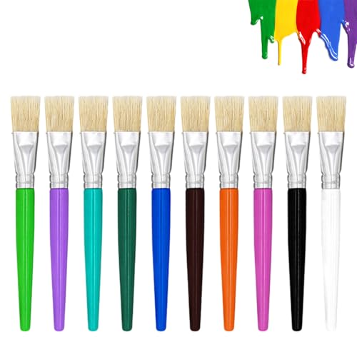 10 Piezas Pinceles Pintura para Niños,15.5cm Esponja Kits de Pinceles Pintura de Colores para Niños para Pintura Acrílica,Acuarelas,Bricolaje Artista Principiantes