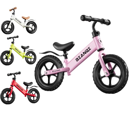 12インチ/14インチペダルなし自転車 キッズバイク子供用自転車 ペダルなし 超軽量 持ち運びも簡単 おしゃれ 発泡タイヤ 乗り物 男の子 女の子 (ピンク, 14インチ)