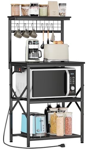 Furologee Kitchen Bakers Rack Power Outlet, Microwave Oven