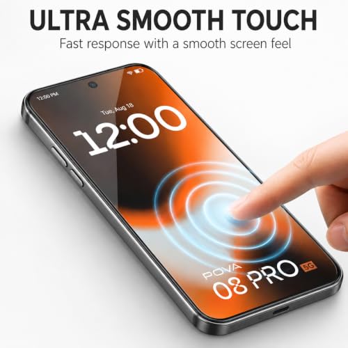 Image of FIRST MART Tempered Glass for Tecno Pova 8 Pro, 9H 0.3 mm Full-Glue Screen Protector with Cable Protector, 3D Edge-to-Edge, HD Clear, Case-Friendly, Black, Pack of 1