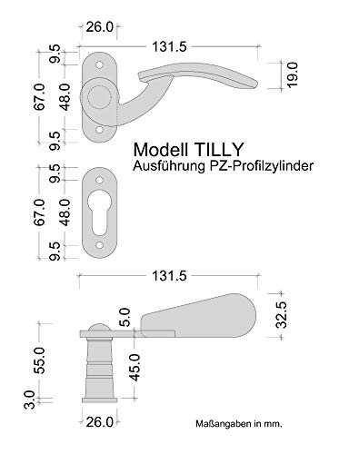 GedoTec Türgriffe schwarz matt Antik | TILLY-R | 1 Türgriff Set - Design Drückergarnitur Gartentor aus Schmiedeeisen | PZ Profilzylinder | Türbeschläge Innentüren Drückergarnitur Haustür - Image 5