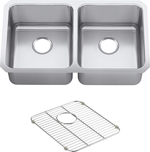 KOHLER K-3171-HCF-NA Undertone Preserve Undermount Double-Equal Bowl Kitchen Sink, Stainless Steel KOHLER K-3171-HCF-NA Undertone Preserve Undermount Double-Equal Bowl Kitchen Sink, Stainless Steel