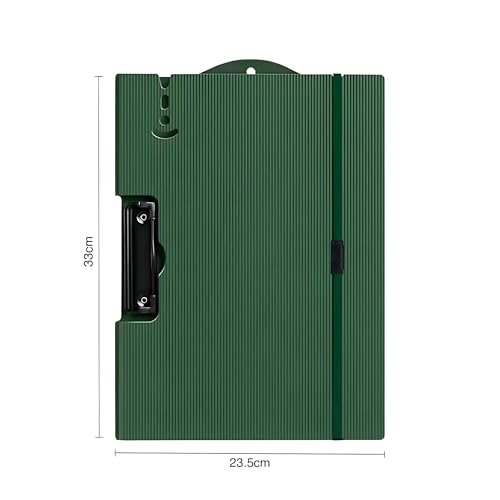 Image of oddpod Horizontal A4 Plastic Clipboard with Elastic Strap /Multi-Function Document Paper Storage File Folder with Outer Cover for Students & Professionals - Pine Green