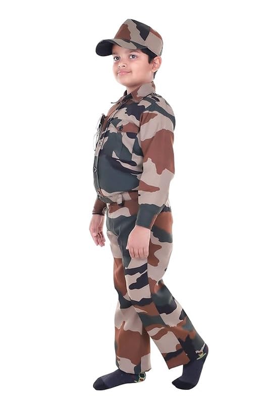 Image of Army Dress for Kids | Indian Military Soldier Fancy Dress Costume | Polyester Fabric | Army Uniform for Boys & Girls | School Fancy Dress, Role Play, Independence Day & Republic Day