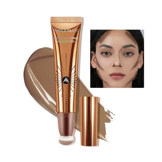 Anglicolor Varinha de beleza em bastão de contorno, varinha de beleza de contorno líquido, suave, leve, bastão de bronzeador líquido para um visual naturalmente esculpido, vegano e livre de crueldade