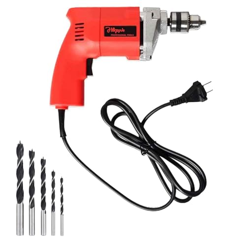 Image of Hillgrove HGCM1104M2 500W Power Drill Machine with 5Pcs Wood Drill Bits for Making Holes in Metal /Wood /Concrete Pistol Grip Drill (10 mm Chuck Size)