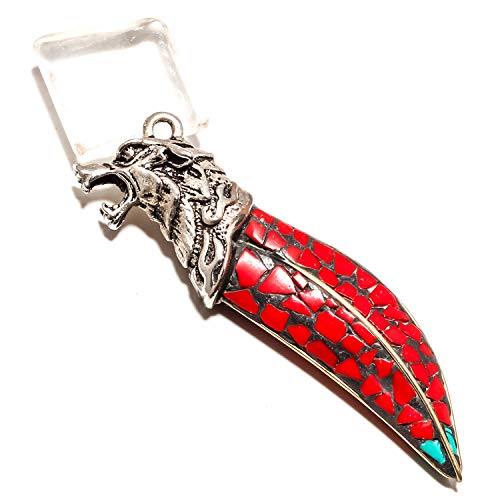 Pendentif tibétain corail rouge bohème chic, bijou fait main pour sublimer vos tenues