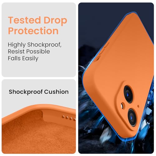 Image of FireNova Designed for iPhone 14 Case, Silicone Upgraded [Camera Protection] Phone Case, Soft Anti-Scratch Microfiber Lining Inside, 6.1 inch, Kumquat