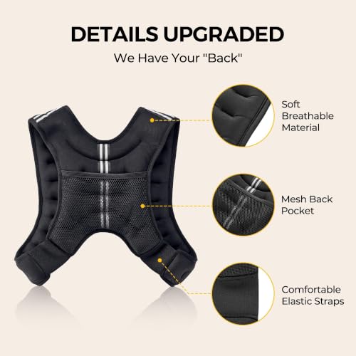 Image of PACEARTH Weighted Vest,6lb /8lb /10lb /12lb /16lb /20lb /25lb /30lb Weight Vest with Reflective Stripe, Body Weight Vests for Women, Men, Weight Loss Workout, Strength Training, Running, Walking, Jogging