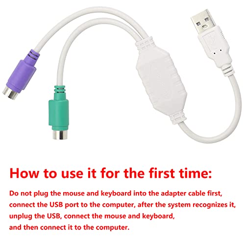 Image of GELRHONR PS /2 to USB Cable - Active USB to Dual PS /2 Adapter Keyboard Mouse Converter for The Keyboard PS2 (White)