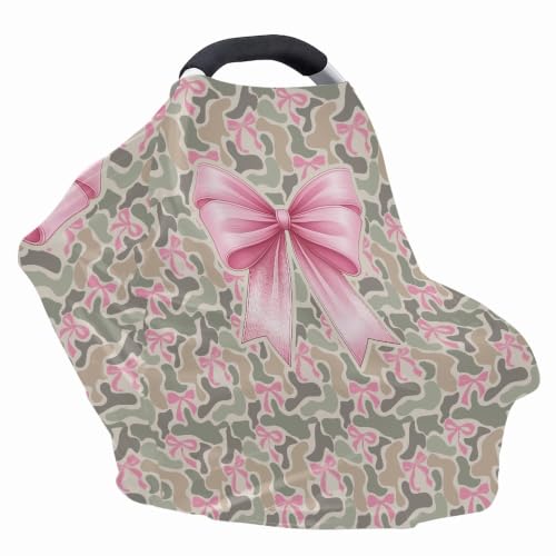 Image of Pink Bow Baby Stuff Duck Camo Car Seat Cover for Baby
