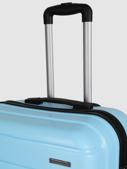 Image of Teakwood Small-Medium Cabin Size 8 Wheels Trolley Bag, Hard Cabin with Zipper Closure, Adjustable Push Button & Cross Side Strap, TSA Lock System 360 Degree (Set of 2, Sky Blue)