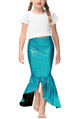 Image of Halloween Mermaid Skirts Elastic High Waisted Long Skirt Blue XL