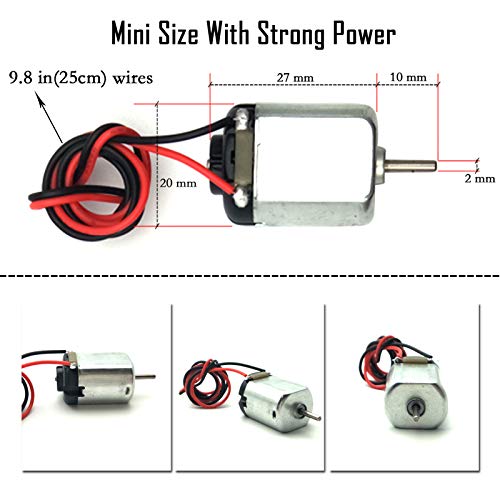 EUDAX 5 Pcs Rectangular DC Motor Mini Electric Motor 1.5-3V 24000RPM with 9.8" Lead Wires with Motor Mounting Bracket Holder for DIY Toys - Thumbnail 2