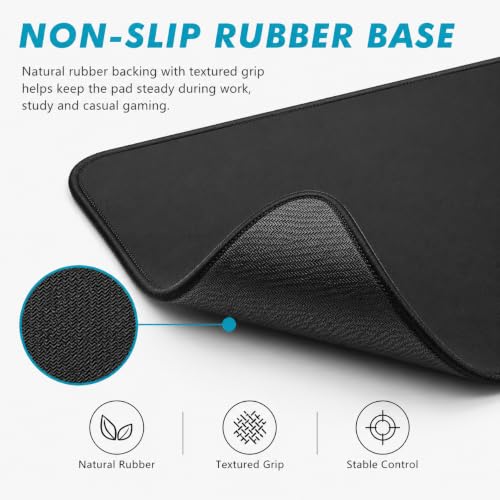 Image of Mouse Pad 11 x 8.7 in, Smooth & Stable Mousepad with Stitched Edges and Non-Slip Base, Smooth Cloth Surface Computer Black Mouse Pad. Clean Desk Essential for Work, Study & Home Office