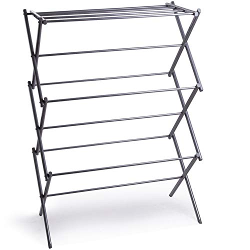 BINO 3-Tier Collapsing Foldable Laundry Drying Rack, Silver