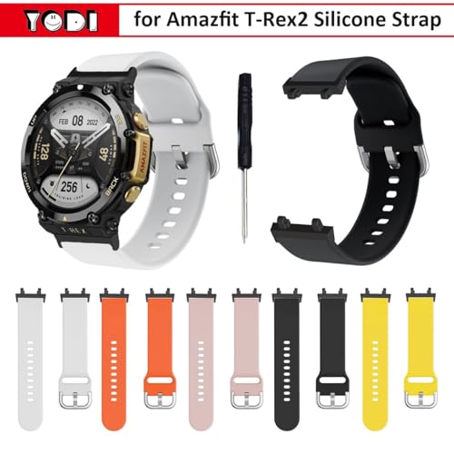 Image of YODI Strap Band Compatible with Amazfit T-Rex 2 Smartwatch Only Soft Silicone | Nylon | Chain | Leather Watch Straps with Installation Adjuster Tool For Amazfit TRex 2