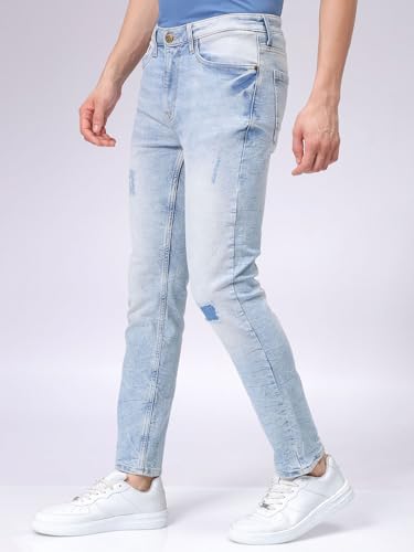 Image of The Indian Garage Co Men Slim Fit Solid Mid-Rise Stretchable Jeans
