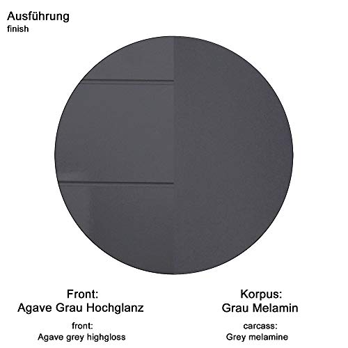 Trendteam Bathroom Mirror Cabinet With Plenty of Storage Space, Amanda, Agave Gray Glossy, 60 x 77 x 17 cm Trendteam Bathroom Mirror Cabinet With Plenty of Storage Space, Amanda, Agave Gray Glossy, 60 x 77 x 17 cm