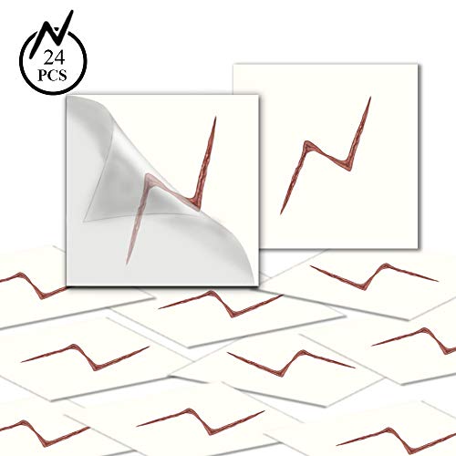 YoHold Wizard Lightning Bolt Scar Temporary Tattoos for Halloween, Wizard Theme Party Decorations, 24 Pack
