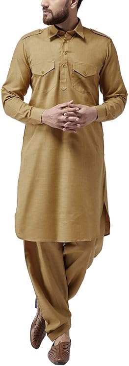 Men's Cotton Pathani Kurta Salwar Set, 80% Cotton, 20% Linen2