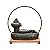 Tabletop Fountains Ceramic Tabletop Fountain with Wooden Base and LED Light Ring Indoor Ceramic Tabletop Fountain for Home Decoration Table Desk Office Patio Indoor Water Fountains
