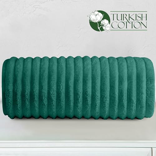 Image of Elegant Comfort 100% Turkish Cotton Corduroy Ribbed Luxury Jumbo Bath Towel Ultra Soft - 35 x 70 Inch - Luxury Spa Premium Hotel Quality Highly Absorbent and Quick Dry Large Bath Towel, Turquoise