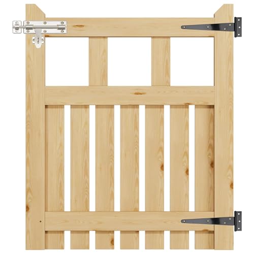 INMOZATA Garden Gate Wooden Pedestrian Gate with Gate Lock and Hinge 2.5ft Wide x 3ft High (76cm Wide x 90cm High)