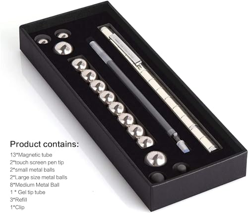 Image of Toy Pen, Decompression Magnetic Metal Pen, Eliminate Pressure Fidget Gadgets, Multifunction Writing Magnet Ballpoint Pen, Modular Tools for Adult & Creative Toys for Kids(Silver